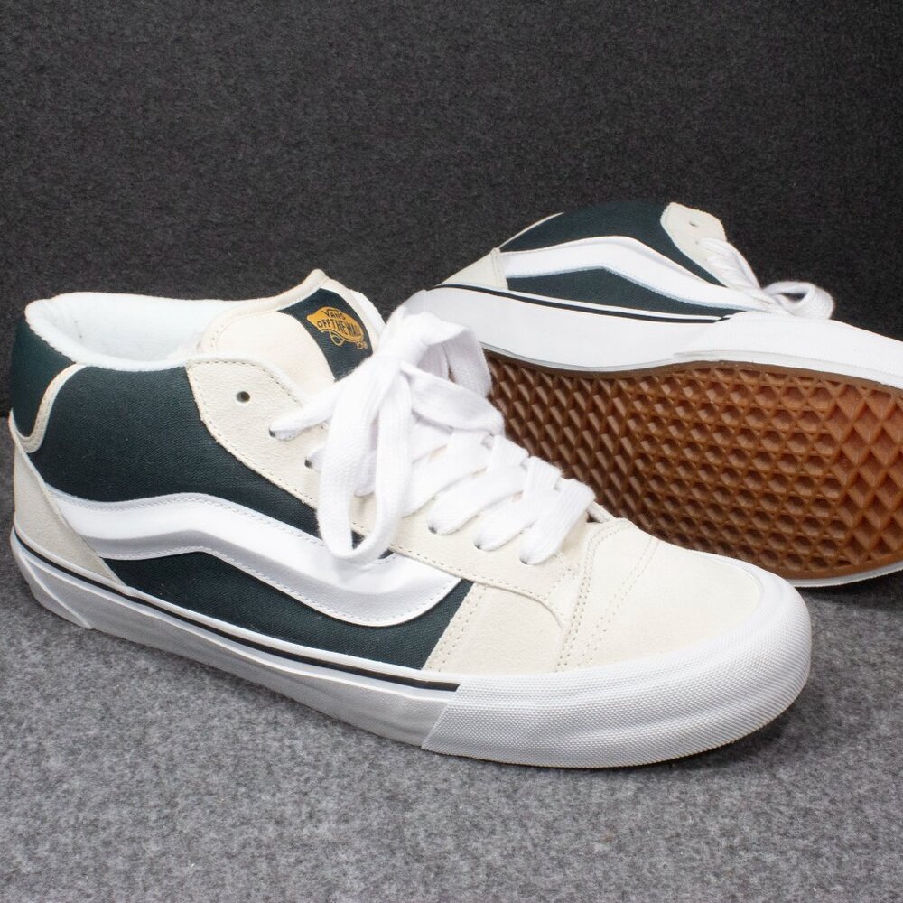 Vans Knu Mid Turtledove Beige Dark Green Skateboard Sneakers Mens Size 11.5